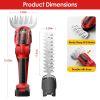 24V Cordless Handheld Grass Shear Hedge Trimmer with 90° Cutting Angle 2Pcs Replaceable Blades