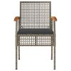 Patio Chairs with Cushions 2 pcs Gray Poly Rattan Acacia Wood