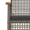 Patio Chairs with Cushions 2 pcs Gray Poly Rattan Acacia Wood