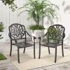 2 Pieces Patio Cast Aluminum Dining Chairs with Armrests