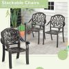 2 Pieces Patio Cast Aluminum Dining Chairs with Armrests