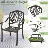 2 Pieces Patio Cast Aluminum Dining Chairs with Armrests