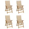 Patio Reclining Chairs 4 pcs with Cushions Solid Acacia Wood