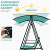 2 Person Patio Swing with Weather Resistant Glider and Adjustable Canopy