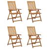 Patio Reclining Chairs 4 pcs with Cushions Solid Acacia Wood